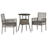 Garden Dining Set 3 pcs Grey Poly rattan 3334945