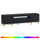 LED TV Cabinet Black Engineered Wood 896686