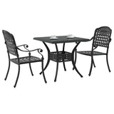 Garden Table Set 3 pcs Black Cast Aluminium 3334725