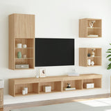 5 Piece TV Wall Units with LED Sonoma Oak Engineered Wood 3216677