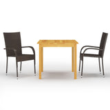 Dining Set Brown Solid Acacia Wood Medium Stackable Dining Set 3067689