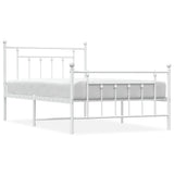 Metal Bed Frame without Mattress with Footboard White 107x203cm 353600