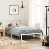 Metal Bed Frame without Mattress with Headboard White 100x200cm 376172