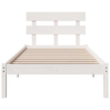 Bed Frame with Headboard White 90 x 200 cm Solid Pine wood 872138
