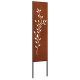 Garden Privacy Screen Floral Rusty 32 x 140 cm Weathering steel 876258