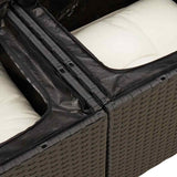 7 Piece Garden Sofa Set with Cushions Black Poly Rattan Acacia 3327556