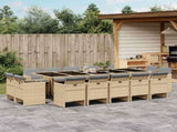 15 Piece Garden Dining Set with Cushions Mix Beige Poly Rattan 3210636