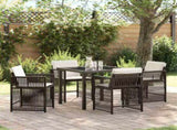 Garden Dining Set 5 pcs Brown Poly Rattan 3380781