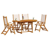 5 Piece Garden Dining Set Solid Wood Acacia and Textilene 3279280