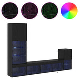 TV Wall Units with LED Strip Lights Black Oak Engineered Wood 3402949