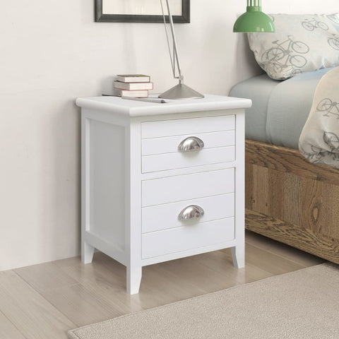 ZNTS Nightstand 2 pcs with 2 Drawers White 242043