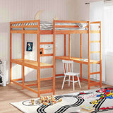 Loft Bed with Desk and Ladder Wax Brown 160x200 cm Solid Wood Pine 3284235