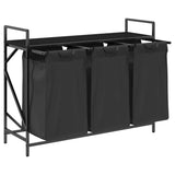 Laundry Basket 3 Compartments with Shelf Black Oak 859060