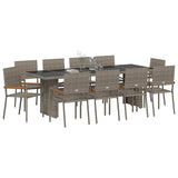 Garden Dining Set 11 pcs Grey Poly Rattan 3365418