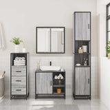 3 Piece Bathroom Furniture Set Grey Sonoma Engineered Wood 3301028