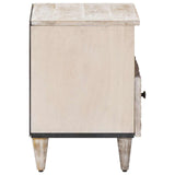 Bed cabinet with Drawer White 40 x 33 x 46 cm Solid Mango Wood 4018374