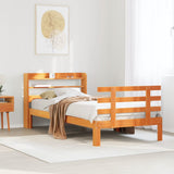 Bed Frame with Headboard without Mattress Wax Brown 100x200 cm 3306869