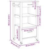 Kitchen Trolley MONZA Black 48 x 40 x 88.5 cm Solid Pine Wood 42027033