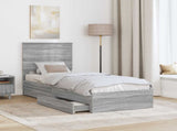 Storage Bed with Drawer Grey Sonoma 75 x 190 cm Engineered Wood 3411262