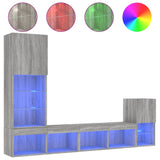 4 Piece TV Wall Units with LED Grey Sonoma Engineered Wood 3216666
