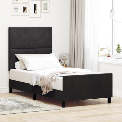 ZNTS Bed Frame Black 90x190 cm Velvet 3344977
