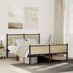 Metal Bed Frame without Mattress Sonoma Oak 137x190 cm 4007903