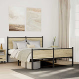 Metal Bed Frame without Mattress Sonoma Oak 137x190 cm 4007903