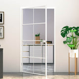 Interior Door White 102x201.5 cm Tempered Glass&Aluminium Slim 153673