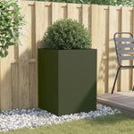 ZNTS Planter Olive Green 52x48x75 cm Steel 841586