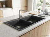 Kitchen Sink Double Basin Granite 86 x 51 x 30 cm Graphite 42053751