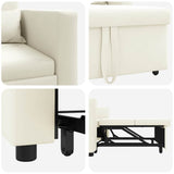 Pull out Sofa Bed Single Cream 90 x 165 x 87 cm Velvet 42002705