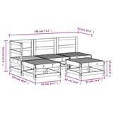 ZNTS 5 Piece Garden Lounge Set Grey Solid Wood Pine 3186524