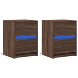 Bedside Cabinets with LED Lights 2 pcs Brown Oak Engineered Wood 852046