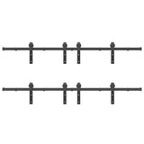 Sliding Door Hardware Kit 366 cm Steel Black 3295803
