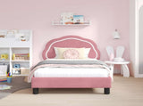 Children's Bed Frame with Headboard Pink 80 x 160 cm Velvet 42010904