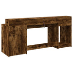 Desk with LED Lights Smoked Oak 200x55x91 cm Engineered Wood 3309442