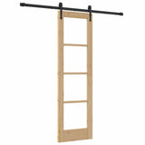 Sliding Door Natural 61 x 198.5 cm Solid Pine Wood and Glass 3332321