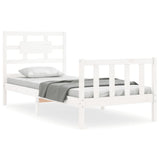 Bed Frame without Mattress White Single Solid Wood Pine 3192522