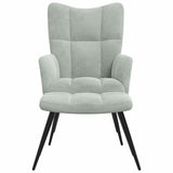 Relaxing chair with Footstool Light Grey Velvet 42022447