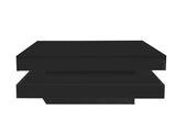 Black Square High Gloss Coffee Table with 360&deg Rotating Top, Tea Table with LED light, 70x70x36 WF324655BAA