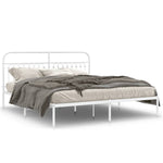 Metal Bed Frame without Mattress with Headboard White 183x203cm 376653