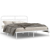 Metal Bed Frame without Mattress with Headboard White 183x203cm 376653