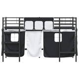 Kids'Loft Bed Frame with Curtains Black 75 x 190 cm 42020787