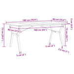 ZNTS Dining Table Y-Frame 180x90x75 cm Solid Wood Pine and Steel 3282722