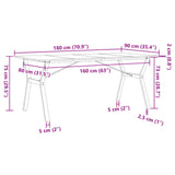 ZNTS Dining Table Y-Frame 180x90x75 cm Solid Wood Pine and Steel 3282722