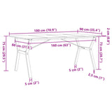 Dining Table Y-Frame 180x90x75 cm Solid Wood Pine and Steel 3282722