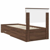 Bed Frame Brown Oak and Silver 75 x 190 cm Engineered Wood 3410964