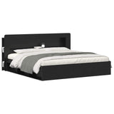 Headboard Cabinet with Storage Black Engineered Wood 8001292