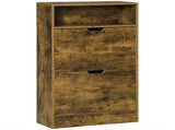 Shoe Cabinet with 2 Flip Doors, Slim 2-Drawer Shoe Cupboard with Adjustable Divider and Open T3398P342300