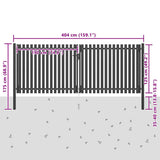 Garden Fence Gate Steel 400x125 cm Anthracite 146335